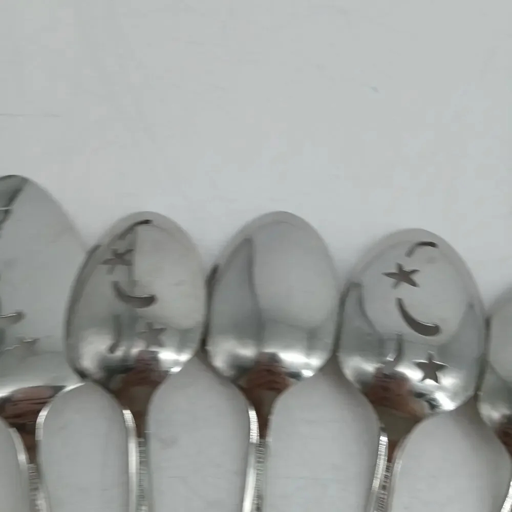 6X Serv Oneida Community TWIN STAR Stainless Solid Serving Spoons flatware MCM